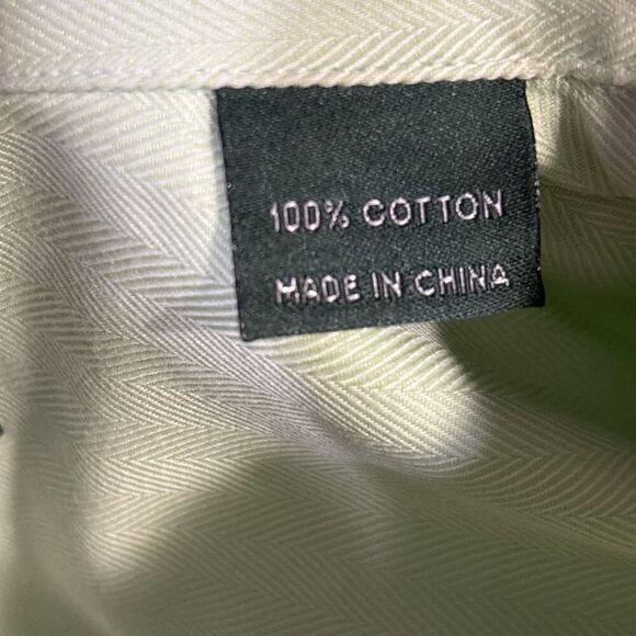 Bobby Jones Green Long Sleeve Button Down Collared Herringbone Shirt Mens Medium - Picture 15 of 16